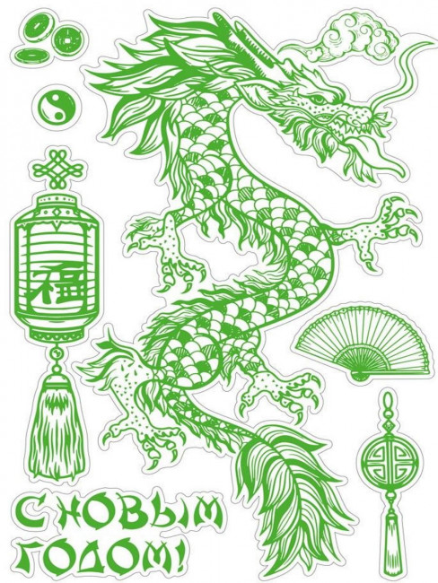 Новогодние украшение "Китайский дракон"30х42см, ПВХ, светящ.в темноте, MILAND/ШК-4885