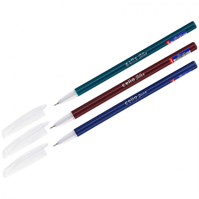 Ручка шариковая Cello "Silke" синяя, 0,7мм, штрих-код, корпус ассорти(745) (12)