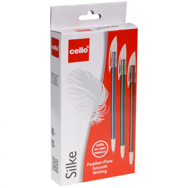 Ручка шариковая Cello "Silke" синяя, 0,7мм, штрих-код, корпус ассорти(745) (12)