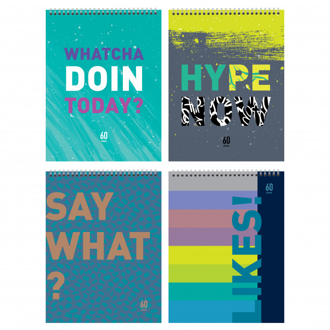 Блокнот А5 60л клетка "Hype now" на гребне, BG (9/36)
