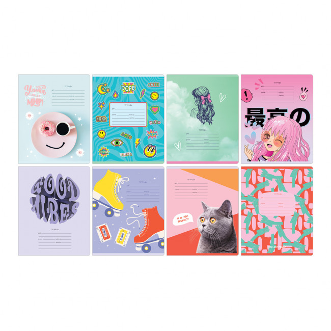 Тетрадь 12 линия "Mix-8, Девочки'" скрепка, BG/Т5ск12 11701 (16)