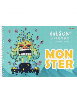 Альбом для рисования А4 48л "Монстрики-3", на гребне, Prof-Press/48-5608 (20)