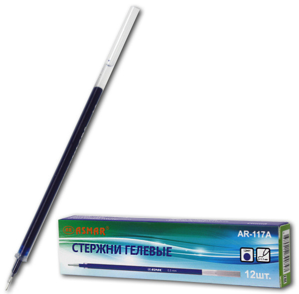 Стержень гелевый 0,5мм синий, игольчатый, Asmar (12) Стержень гелевый 0,5мм синий, игольчатый, Asmar (12)