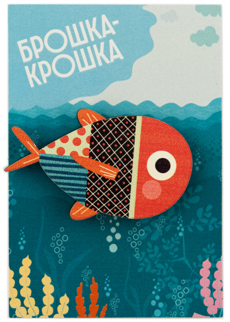 Значок деревянный "Рыбка" 009004лзр057