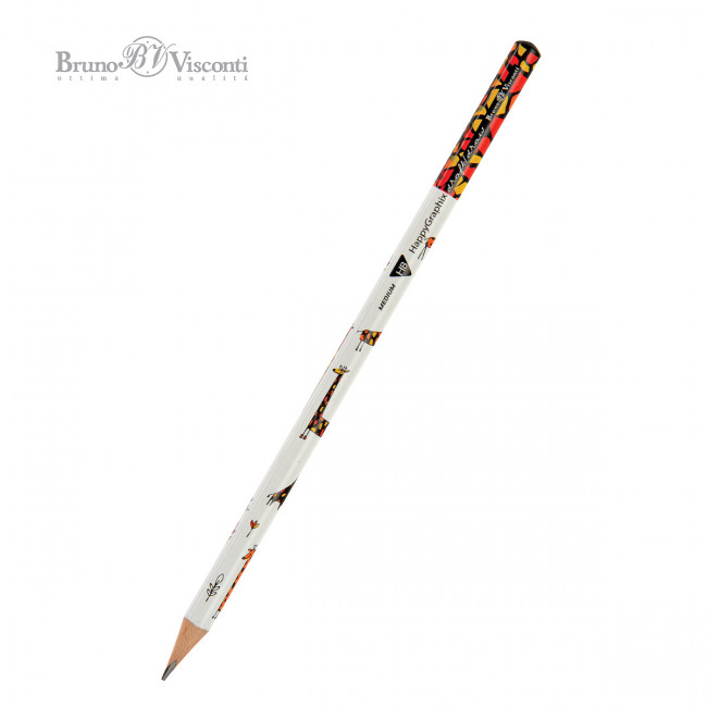 КАРАНДАШ ЧЕРНОГРАФИТОВЫЙ "HappyGraphix" ЖИРАФЫ НВ 21-0030/38