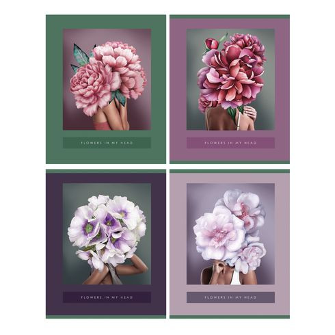 Тетрадь общая А5 скоба 96л. одна линия "Flowers in my head" выборочный лак (ассорти) форзац с дизайном