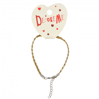 Шнурок 4мм 21см плетеный из экокожи, с застежкой, плоский, BV/2-155/24 (10)