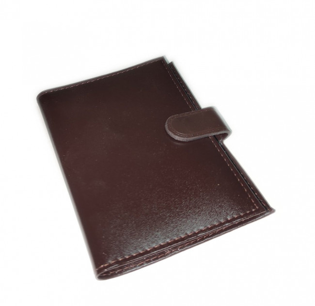 Обложка на автодокументы WENZER OFFiCE из натуральной кожи "спилок", с отделом для визиток, с кнопкой, коричневый