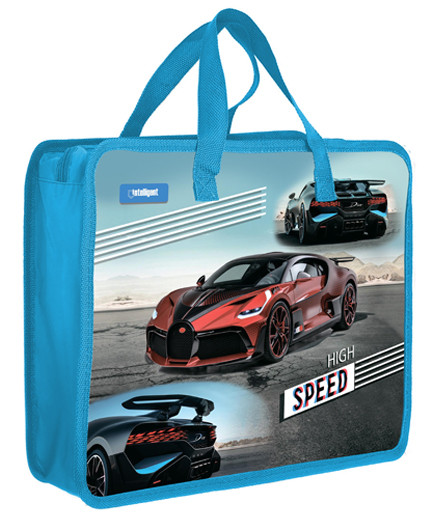 Папка для творчества А4 с ткан. ручками DB-7891 "Heed Speed" пластиковая, молния сверху, с рисунком  (1/70/140)