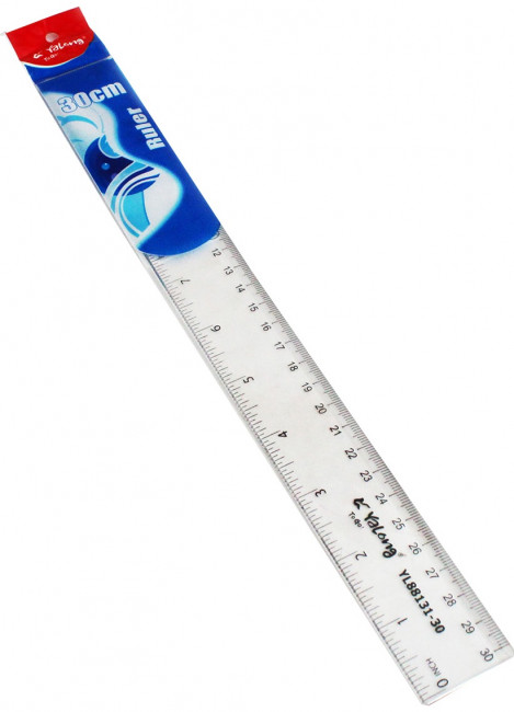 Линейка 30см пластиковая, прозрачная, Yalong/YL88131-30