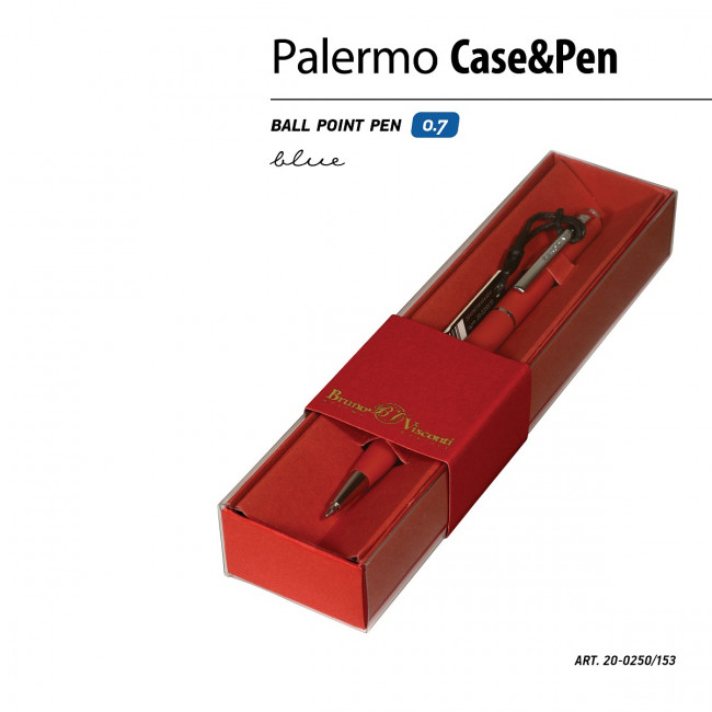 Ручка автоматическая 0,7мм синяя «Palermo», в футляре, красный корпус, BV/20-0250/153 Ручка автоматическая 0,7мм синяя «Palermo», в футляре, красный корпус, BV/20-0250/153