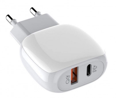 Сетевое зарядное устройство с двумя разъёмами + кабель MicroUSB 1м, цвет белый, Perfeo/LD_B4548