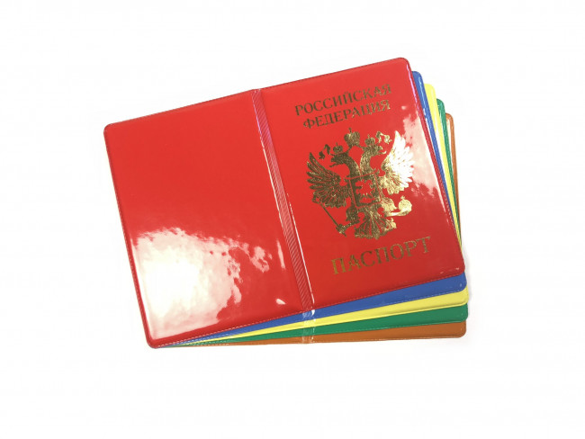 Обложка на паспорт WENZER OFFiCE из ПВХ "глянец", тиснение зол. герб РФ, асс. (50)