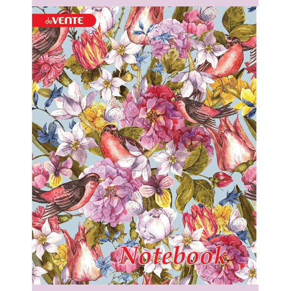 Тетрадь A4 80 листов, на спирали "deVENTE. Цветы и птицы" блок офсет 55 г/м² в клетку (5)