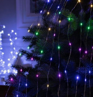 Электрическая гирлянда 400 лампочек, 20 нитей по 2м, "Конский хвост" светодиодная, разноцветный свет, Микрос/ч56304