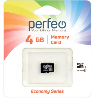 Флеш накопитель (память) MicroSD 4Gb "Economy series", Class 10, Perfeo/PF4GMCSH10ES