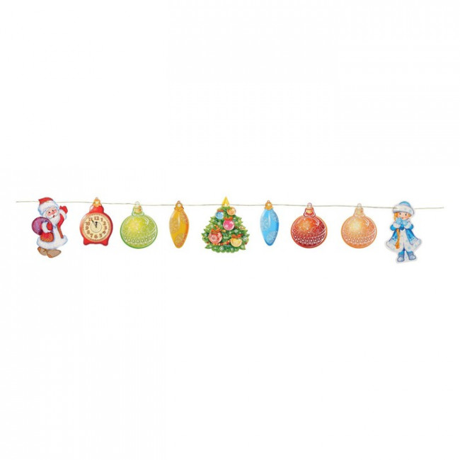 Гирлянда на нитях "Новогодние игрушки" 9 фигур, шнур 200 см 10110833