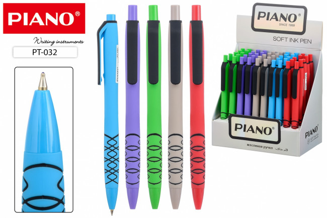 Ручка автоматическая 0,7 мм, шариковая на масляной основе, синяя PIANO/PT-032 (50) Ручка автоматическая 0,7 мм, шариковая на масляной основе, синяя PIANO/PT-032 (50)