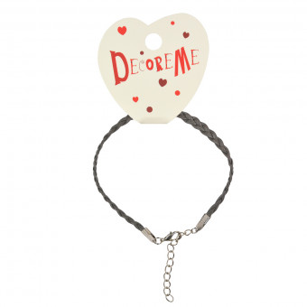 Шнурок 4мм 21см плетеный из экокожи, с застежкой, плоский, BV/2-155/25 (10)