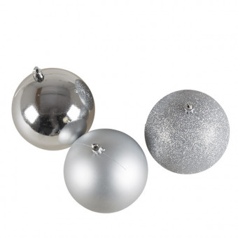 Елочное украшение шар серебро (глиттер, глянец, матовый) d=2,5 см (12 шт./уп.)