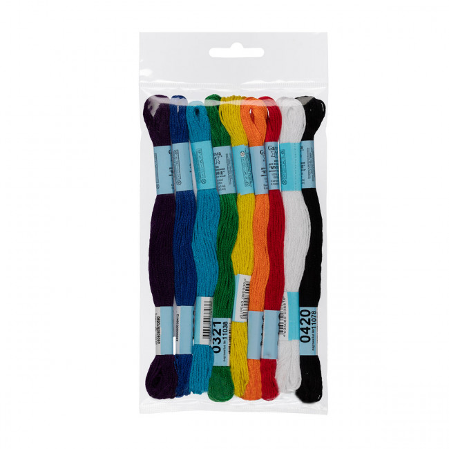 Набор ниток 9шт х 8м мулине "Ученический" 100% хлопок, Gamma/FLS-001