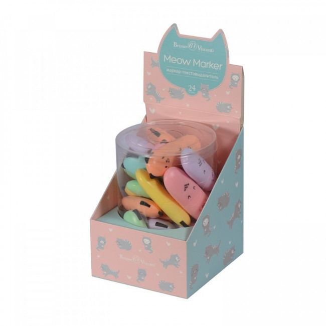 Текстовыделитель Meow Marker, 6 цветов "Пастель" BV/22-0103 (24)