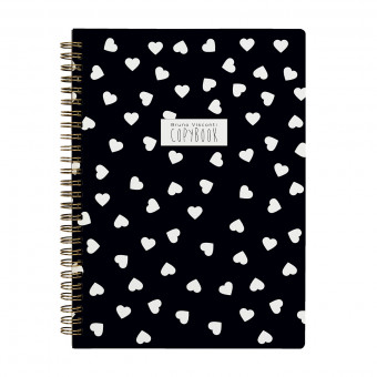 Тетрадь В5 60л клетка на гребне "Black&white. Сердечки", BV/7-60-007/05 (40)