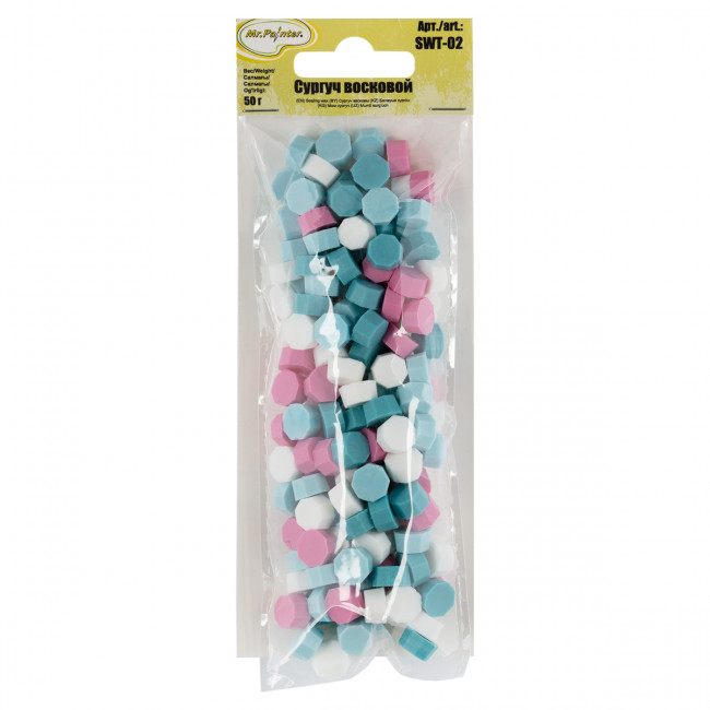 Сургуч 50г восковой, белый-розовый-голубой, Mr.Painter/SWT-02 06 Сургуч 50г восковой, белый-розовый-голубой, Mr.Painter/SWT-02 06