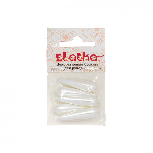 Бусина 8 х 30мм пластик, №01 белый, 5шт, Zlatka/JJBH-05