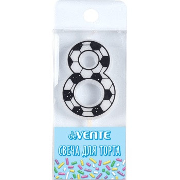 Свеча-цифра 8 для торта "Футболист", с черно-белым рисунком, deVENTE (24) Свеча-цифра 8 для торта "Футболист", с черно-белым рисунком, deVENTE (24)