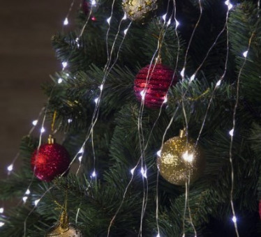 Электрическая гирлянда 400 лампочек, 20 нитей по 2м, "Конский хвост" светодиодная, холодный белый свет, Микрос/ч56303