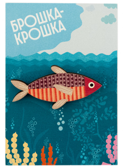 Значок деревянный "Рыбка" 009004лзр059