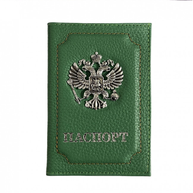 Обложка на паспорт WENZER OFFiCE, паспорт из натур.кожи с кокардой ф/з, св.зеленый, флоттер Обложка на паспорт WENZER OFFiCE, паспорт из натур.кожи с кокардой ф/з, св.зеленый, флоттер