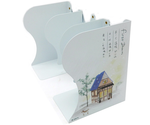 Подставка для книг - держатель на полку CP-164 "Домик" металлическая, 19х15см, белая, в к/кор №6652-B (1/24)