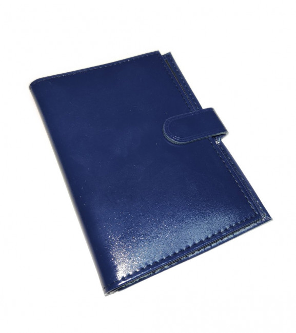 Обложка на автодокументы+паспорт  WENZER OFFiCE из натуральной кожи "спилок", с отделом для визиток, с кнопкой, синий