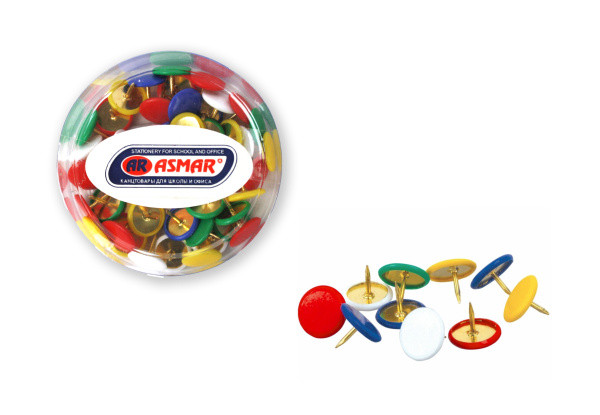 КНОПКИ КАНЦЕЛЯРСКИЕ ЦВЕТНЫЕ 50шт в пластиковой упаковке (12шт) КНОПКИ КАНЦЕЛЯРСКИЕ ЦВЕТНЫЕ 50шт в пластиковой упаковке (12шт)