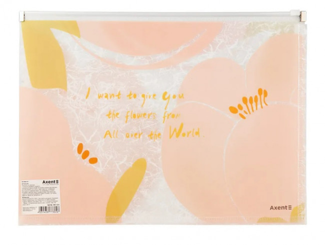 Папка на молнии zip-lock, А4+, Fleur, розовая, AXENT (12) Папка на молнии zip-lock, А4+, Fleur, розовая, AXENT (12)