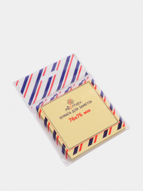 Клейкая бумага для заметок "Attomex" 76x76 мм, 100 листов, офсет 60 г/м², желтая (12)