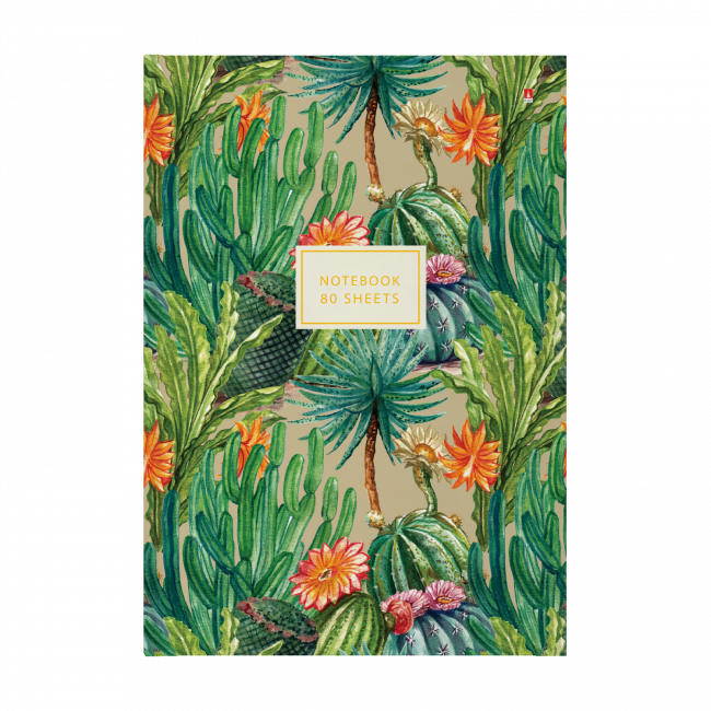 Блокнот А4 80л клетка "Кактусовый рай", твёрдая обложка, BV/3-80-060/13 (12)