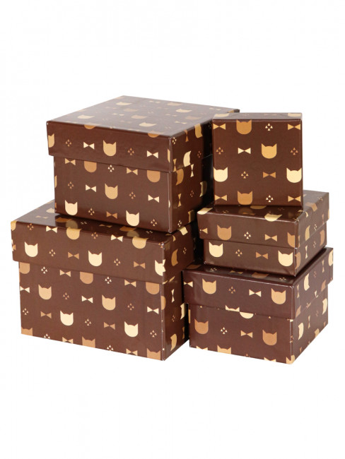 Набор квадратных коробок 5 в 1 "Джентлкот" 17*17*17 -  9*9*9см, MILAND/ПП-3173
