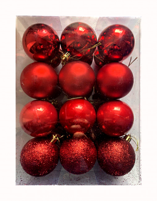 Набор ёлочных шаров 24 шт, красный, 6А BZE24 LF00039 №1