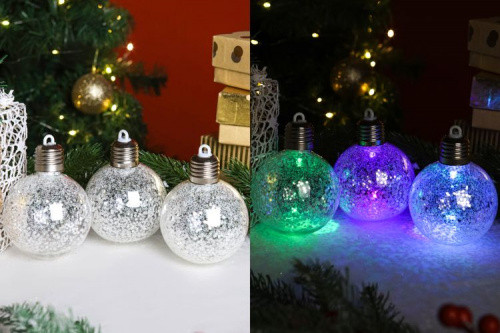 Набор ёлочных LED-шаров 3 шт "Снегопад", 8 см MILAND/НУ-2923