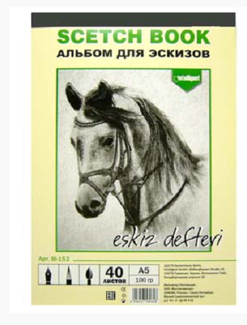 Альбом для эскизов А-5 100гр. 40лист, верт, склейка, на подложке INTELLIGENT (BI-152) (5/80)
