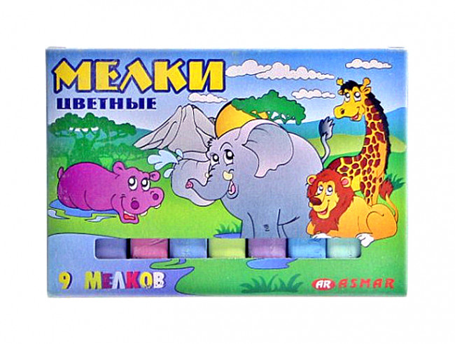 МЕЛКИ ЦВЕТНЫЕ "ASMAR" 9цв мелки предназначены для рисования по любой поверхности
