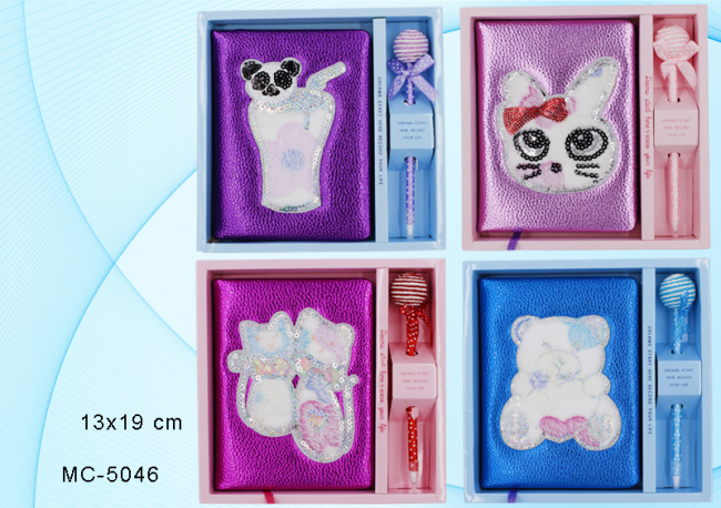 Блокнот детский 13*19 см 64л "Животные", линия, обложка вспененный кожзам с ручкой, Basir/МС-5046