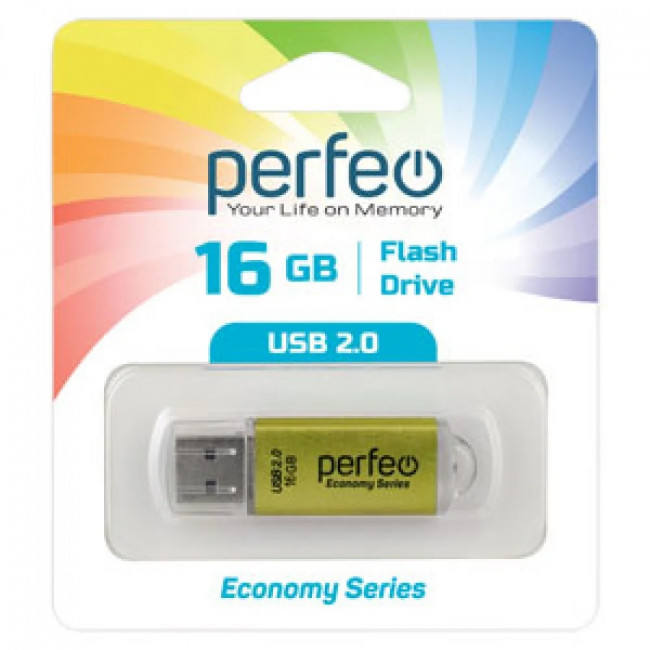Флеш накопитель (память) USB, 16GB, цвет золото, Perfeo/PF-E01Gl016ES