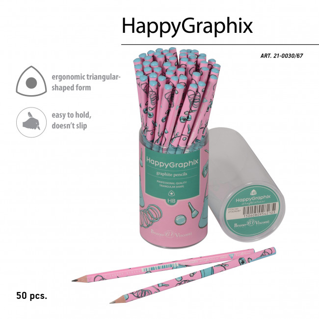 КАРАНДАШ ЧЕРНОГРАФИТОВЫЙ "HappyGraphix. Life Style. Pink dream" НВ 21-0030/67
