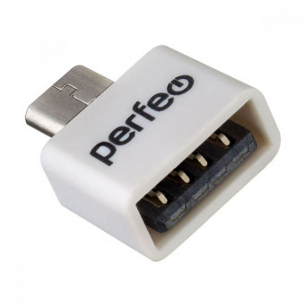 Adapter USB на micro USB c OTG (PF-VI-O010 White) белый, Perfeo