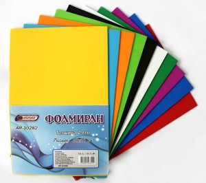 Фоамиран А4 в наборе  10листов 10цветов, толщина 2мм (10) Фоамиран А4 в наборе  10листов 10цветов, толщина 2мм (10)