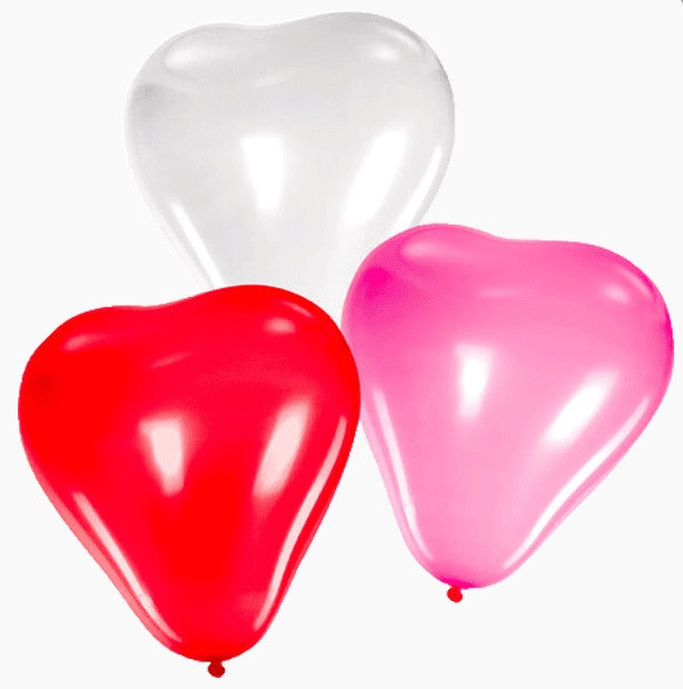 Набор шаров воздушных в форме сердца 30см "Heart"  красный, белый, розовый, deVENTE (25)